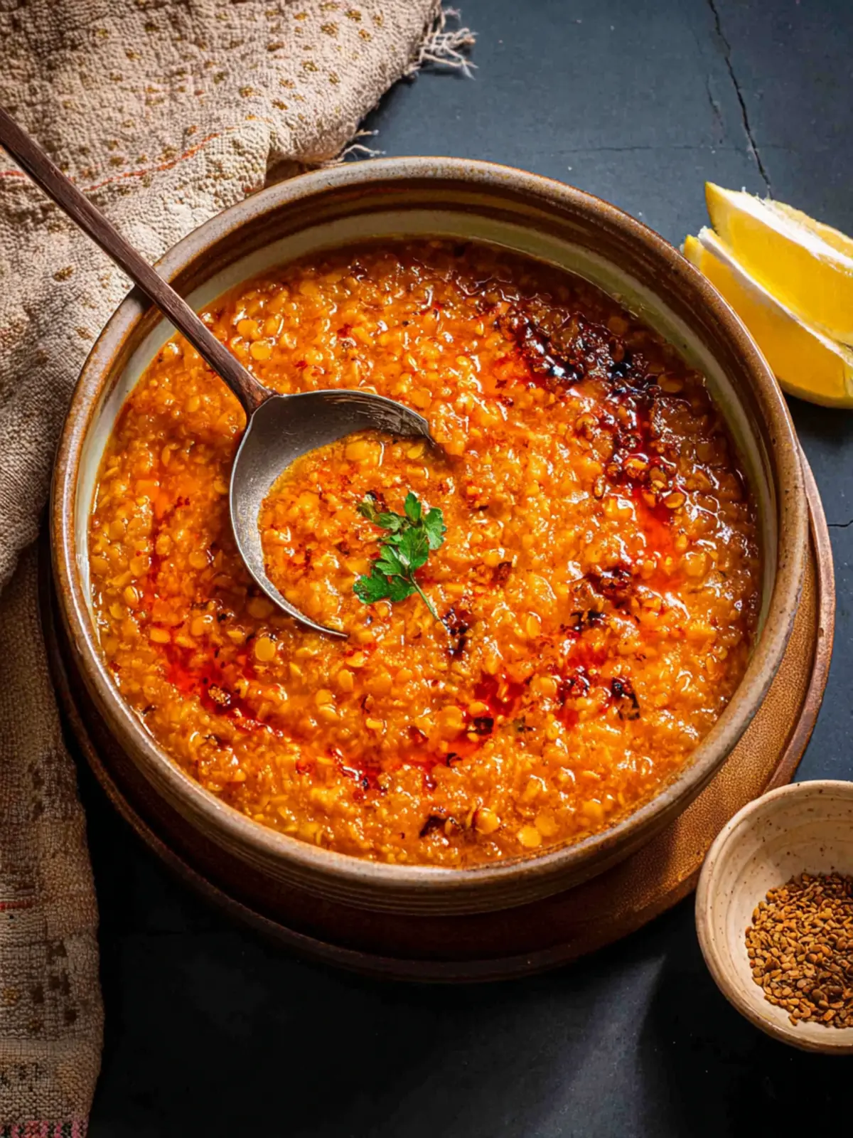 Turkish Bulgur Red Lentil Stew (Ezo Gelin Çorbası) First Image